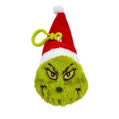 Llaverito de peluche del Grinch con gorro de Papá Noel de 8 cm