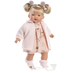 imagen de Llorens: Aitana muñeca llorona con chupete, en cárdigan rosa de 33 cm 2