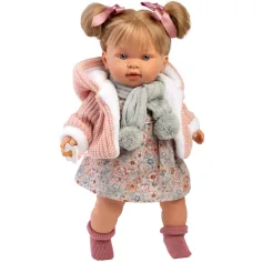 Llorens: Alexandra muñeca de 42 cm con sonido en abrigo de punto y bufanda