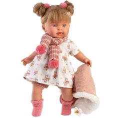 Llorens: Alexandra muñeca llorona de 42 cm con chupete en ropa de animales