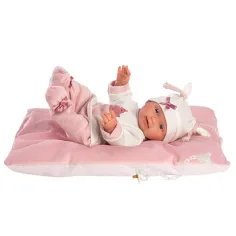 Llorens: Bebita recién nacida de 26cm con almohada rosa