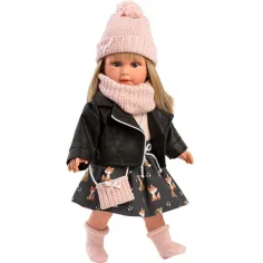 Llorens: Carla muñeca de 40cm con abrigo negro