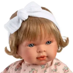 imagen de Llorens: Carla muñeca llorona de 42 cm con vestido de flores y diadema 2
