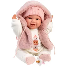 Llorens: Chloe muñeca llorona de 38 cm con chaleco rosa