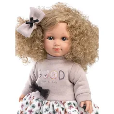 imagen de Llorens: Elena muñeca con vestido de tul y flores, con cabello rizado rubio de 35 cm 2