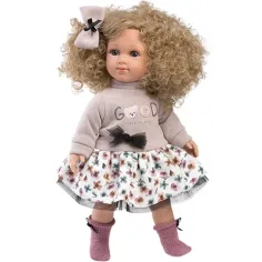 Llorens: Elena muñeca con vestido de tul y flores, con cabello rizado rubio de 35 cm