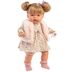 Llorens: Joelle muñeca de 38 cm con sonido en chaleco de pelaje