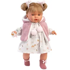 Llorens: Joelle muñeca de 38 cm con sonido en vestido de ciervos