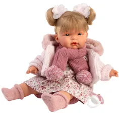 imagen de Llorens: Joelle muñeca llorona de 38 cm con bufanda con pompones 3