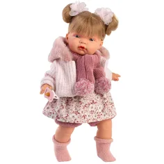Llorens: Joelle muñeca llorona de 38 cm con bufanda con pompones