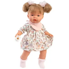 Llorens: Joelle muñeca llorona de 38 cm con chupete en vestido de verano