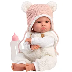 Llorens: Lara muñeca llorona de 38 cm con gorro de orejas de oso