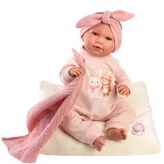 Llorens: Mimi muñeca llorona de 42 cm con almohada y manta