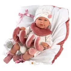 Llorens: Mimi recién nacido 40cm llorando niña muñeca con cuna