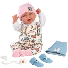 Llorens: muñeca recién nacida Tala y Talo de 44 cm 2 en 1 con sonido, accesorios en rosa y azul