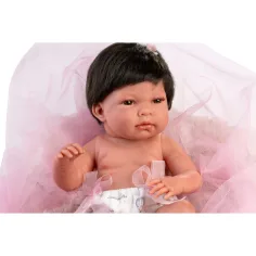 imagen de Llorens: Nica muñeca de 40cm con almohada gris peluda 3