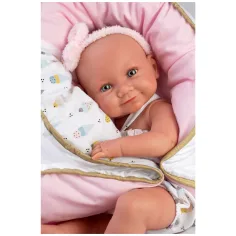 imagen de Llorens: Nica muñeca recién nacida de 40 cm con ropa de estampado de helado y cuna 3