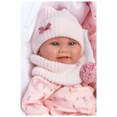 imagen de Llorens: Nica muñeca recién nacida de 40cm con portabebés de conejito 4