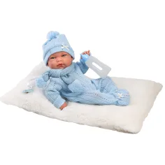 Llorens: Nico muñeca recién nacida de 40 cm con biberón y almohada