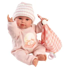Llorens: Olivia muñeca llorona de 38 cm con manta a cuadros