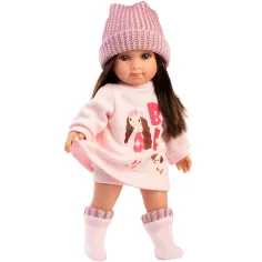 imagen de Llorens: Sara muñeca de 35 cm en gorro de punto rosa 2