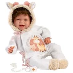 Llorens: Tala Sonrisas 44cm bebé recién nacido con sonido en ropa de jirafa