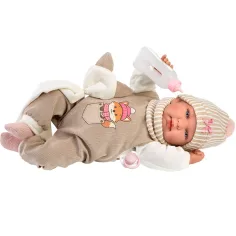 imagen de Llorens: Tina muñeca recién nacida de 44 cm con sonido y vestida con un pelele de zorros 2