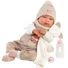 imagen de Llorens: Tina muñeca recién nacida de 44 cm con sonido y vestida con un pelele de zorros 3