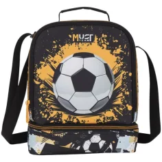 Luna: Bolsa de almuerzo térmica de 2 compartimentos con diseño de balón de fútbol Must Team 22x16x28 cm