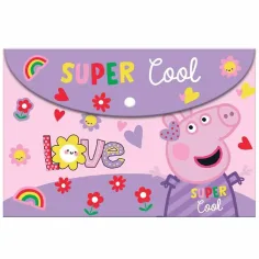 Luna: carpeta de plástico con broche de Peppa cerdita en tamaño A/4