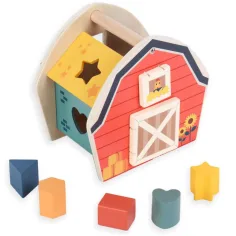 imagen de Luna: Clasificador de formas casa de madera colorida juguete de desarrollo de habilidades 2