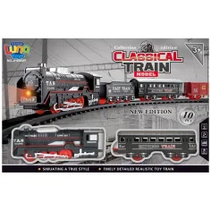 imagen de Luna: Conjunto de tren clásico de 10 piezas con locomotora de vapor de 80 cm de vía, con luz y sonido 1