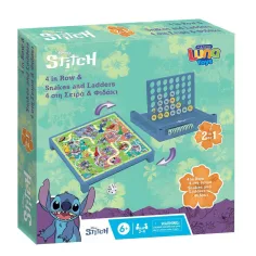 Luna: Disney Stitch 2 en 1 juego de mesa - Serpientes y escaleras y 4 en raya