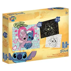 Luna: Disney Stitch rompecabezas de 100 piezas que brilla en la oscuridad