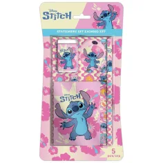 Luna: Disney Stitch set de material de escritura de 5 piezas en rosa