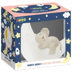 Luna: Elefante dormilón en la luna lámpara nocturna