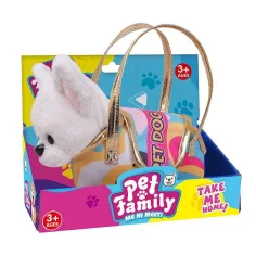 Luna: Familia de Mascotas Perrito de Peluche en Bolsa de Perro 20cm