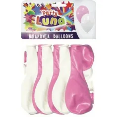 Luna: Globo de Fiesta rosa y blanco 24ud