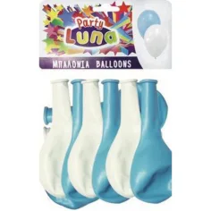 Luna: Globos de Fiesta blancos y azules 24ud