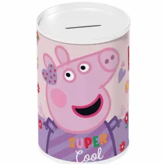 Luna: Hucha de metal en forma de cilindro de Peppa Pig 10x15cm