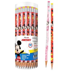 Luna: Lápiz de grafito con goma de borrar de Mickey y Minnie, en dos versiones 1ud