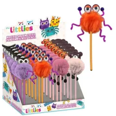 Luna: Lápiz de grafito con pompones de animales en cuatro versiones 1ud