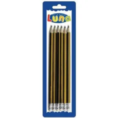 Luna: Lápiz de grafito HB amarillo-negro con goma de borrar 6 unidades