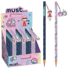 Luna: Lápiz de grafito para chicas con goma, en dos versiones 1ud