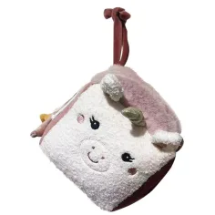 Luna: Linda almohada cuadrada de unicornio de peluche con cinta de colgar