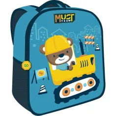 Luna: Mochila de jardín de infantes con diseño de oso constructor 3D Must Team 26x10x32cm