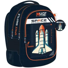 Luna: Mochila escolar de astronauta Must Team redondeada de 3 compartimentos, mochila 32x18x43cm