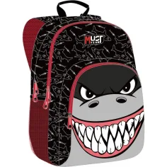 Luna: Mochila escolar Must Team con diseño de tiburón redondeado de 3 compartimentos, mochila 32x18x43cm