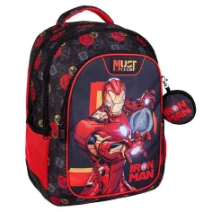Luna: Mochila escolar redondeada de 3 compartimentos de Iron Man, mochila 32x18x43cm