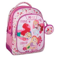 Luna: Mochila escolar redondeada de 3 compartimentos de Team Disney Princesas, mochila 32x18x43cm